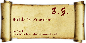 Belák Zebulon névjegykártya